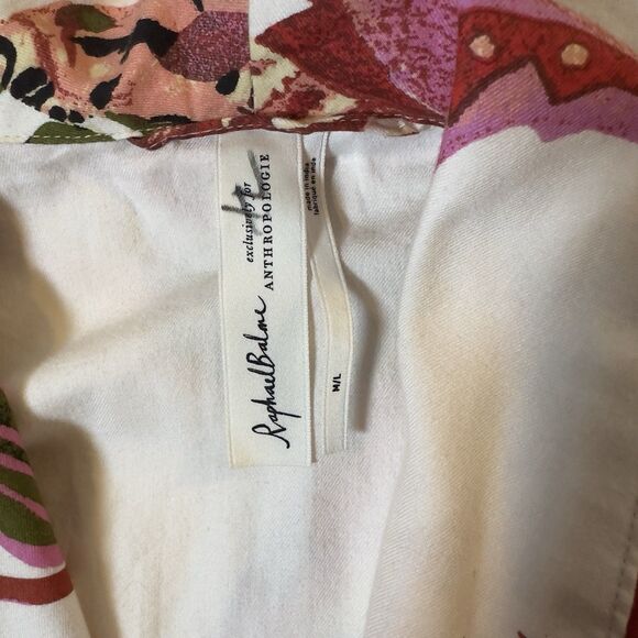 Anthropologie Raphael Balme Robe Floral Moth Butterfly Print M/L - Picture 4 of 7